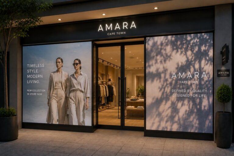 Smart LED Film displaying backlit advertising graphics on the same glass